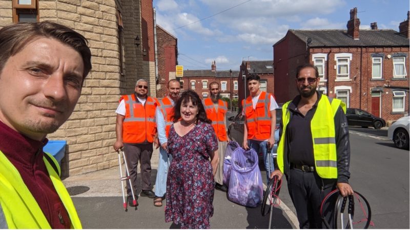 Councillors with the Masjid Ibraheem team litter picking on the Woodviews